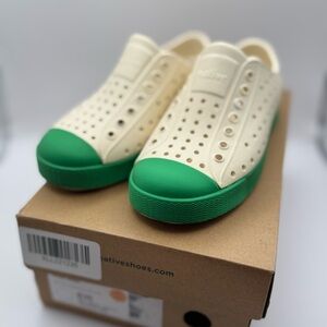 Kids Native Jefferson Bone White & Relax Green Shoes